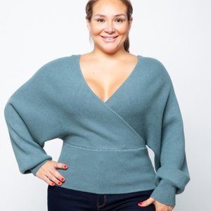 Curvy Powder Blue Balloon Sleeve Sweater